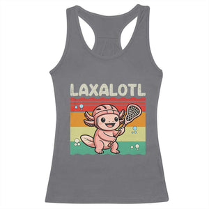 Funny Axolotl Lacrosse LAX Laxalotl Racerback Tank Top Lacrosse Player Retro Vintage TS11 Charcoal Print Your Wear