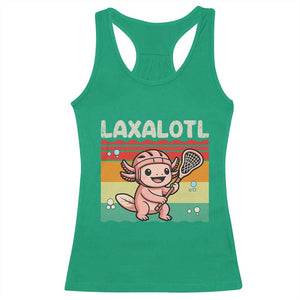 Funny Axolotl Lacrosse LAX Laxalotl Racerback Tank Top Lacrosse Player Retro Vintage TS11 Irish Green Print Your Wear