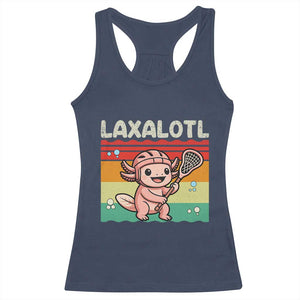 Funny Axolotl Lacrosse LAX Laxalotl Racerback Tank Top Lacrosse Player Retro Vintage TS11 Navy Print Your Wear
