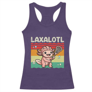 Funny Axolotl Lacrosse LAX Laxalotl Racerback Tank Top Lacrosse Player Retro Vintage TS11 Purple Print Your Wear