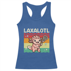 Funny Axolotl Lacrosse LAX Laxalotl Racerback Tank Top Lacrosse Player Retro Vintage TS11 Royal Blue Print Your Wear