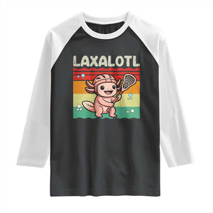 Funny Axolotl Lacrosse LAX Laxalotl Raglan Shirt Lacrosse Player Retro Vintage TS11 Black White Print Your Wear