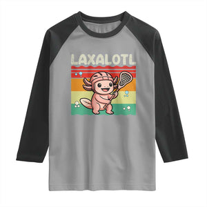 Funny Axolotl Lacrosse LAX Laxalotl Raglan Shirt Lacrosse Player Retro Vintage TS11 Sport Gray Black Print Your Wear
