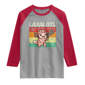 Funny Axolotl Lacrosse LAX Laxalotl Raglan Shirt Lacrosse Player Retro Vintage TS11 Sport Gray Red Print Your Wear