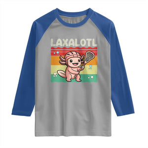 Funny Axolotl Lacrosse LAX Laxalotl Raglan Shirt Lacrosse Player Retro Vintage TS11 Sport Gray Royal Print Your Wear