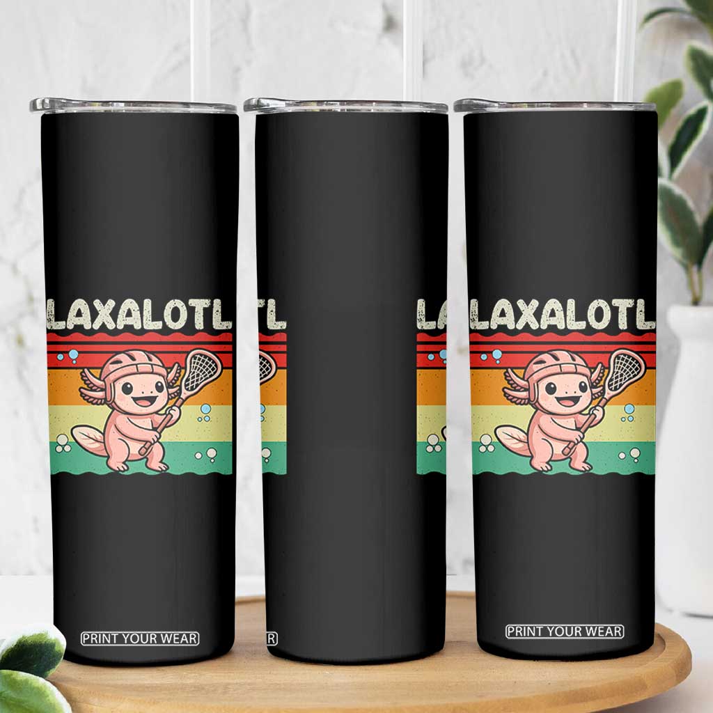 Funny Axolotl Lacrosse LAX Laxalotl Skinny Tumbler Lacrosse Player Retro Vintage TS11 Print Your Wear