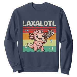 Funny Axolotl Lacrosse LAX Laxalotl Sweatshirt Lacrosse Player Retro Vintage TS11 Navy Print Your Wear