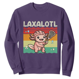 Funny Axolotl Lacrosse LAX Laxalotl Sweatshirt Lacrosse Player Retro Vintage TS11 Purple Print Your Wear