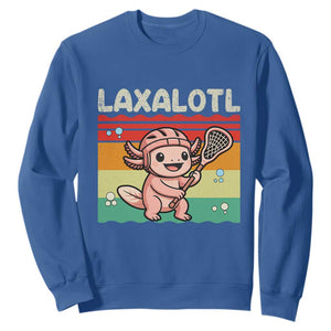 Funny Axolotl Lacrosse LAX Laxalotl Sweatshirt Lacrosse Player Retro Vintage TS11 Royal Blue Print Your Wear