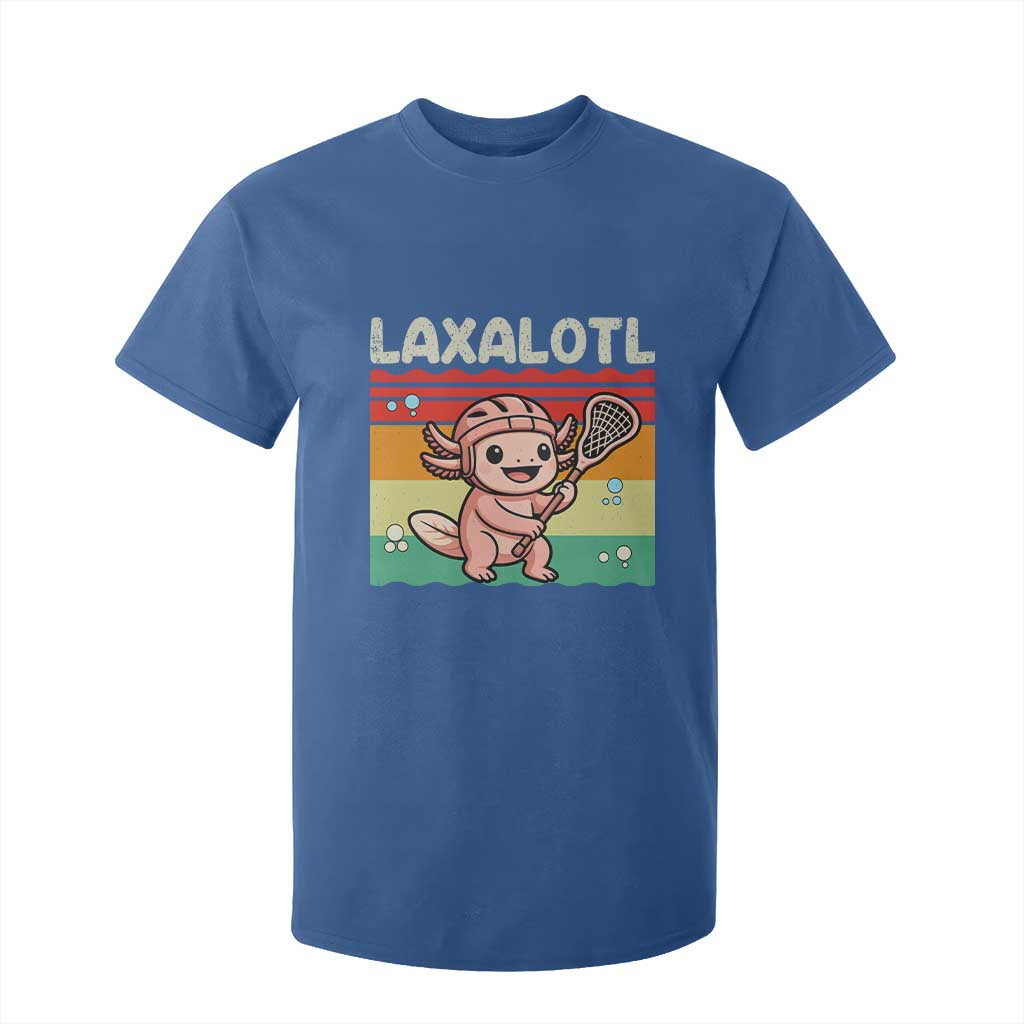 Funny Axolotl Lacrosse LAX Laxalotl T Shirt For Kid Lacrosse Player Retro Vintage TS11 Royal Blue Print Your Wear
