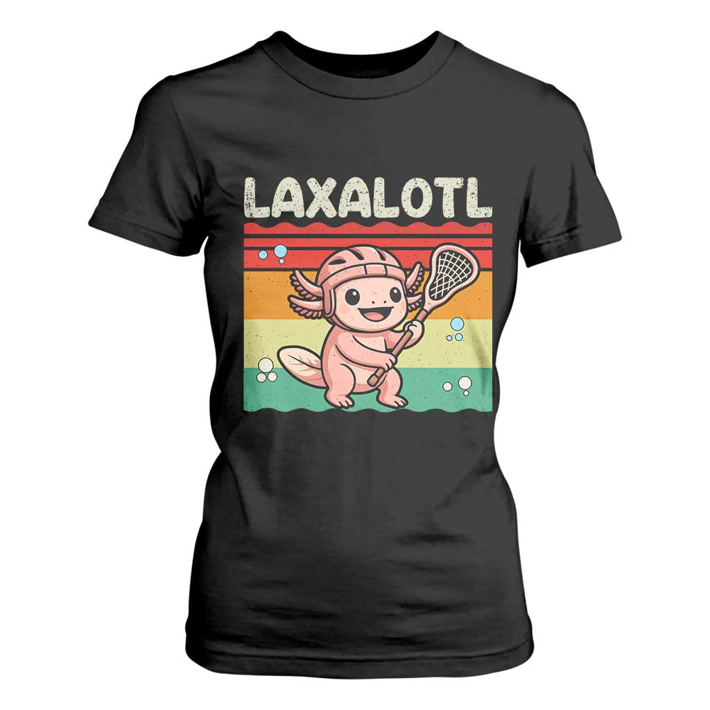 Funny Axolotl Lacrosse LAX Laxalotl T Shirt For Women Lacrosse Player Retro Vintage TS11 Black Print Your Wear