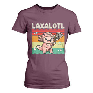 Funny Axolotl Lacrosse LAX Laxalotl T Shirt For Women Lacrosse Player Retro Vintage TS11 Maroon Print Your Wear