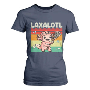 Funny Axolotl Lacrosse LAX Laxalotl T Shirt For Women Lacrosse Player Retro Vintage TS11 Navy Print Your Wear