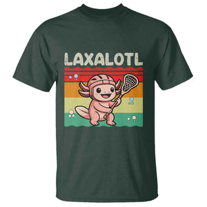 Funny Axolotl Lacrosse LAX Laxalotl T Shirt Lacrosse Player Retro Vintage TS11 Dark Forest Green Print Your Wear