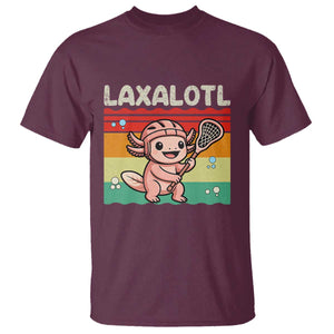 Funny Axolotl Lacrosse LAX Laxalotl T Shirt Lacrosse Player Retro Vintage TS11 Maroon Print Your Wear