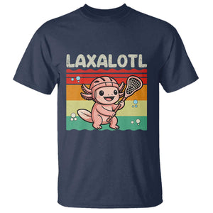 Funny Axolotl Lacrosse LAX Laxalotl T Shirt Lacrosse Player Retro Vintage TS11 Navy Print Your Wear
