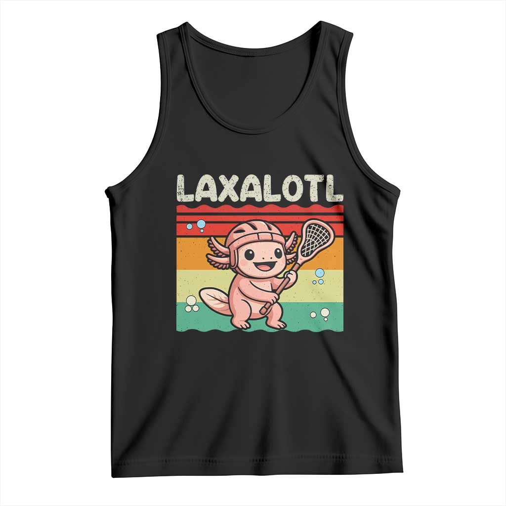 Funny Axolotl Lacrosse LAX Laxalotl Tank Top Lacrosse Player Retro Vintage TS11 Black Print Your Wear