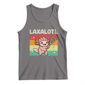Funny Axolotl Lacrosse LAX Laxalotl Tank Top Lacrosse Player Retro Vintage TS11 Deep Heather Print Your Wear