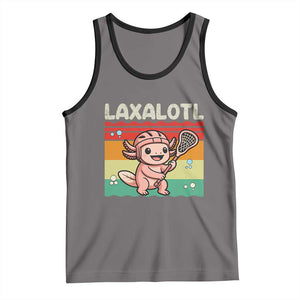 Funny Axolotl Lacrosse LAX Laxalotl Tank Top Lacrosse Player Retro Vintage TS11 Deep Heather Black Print Your Wear