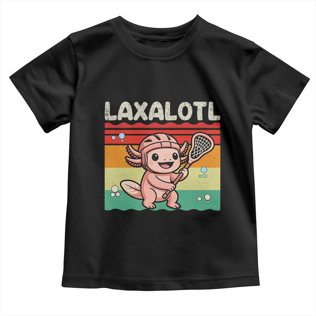 Funny Axolotl Lacrosse LAX Laxalotl Toddler T Shirt Lacrosse Player Retro Vintage TS11 Black Print Your Wear
