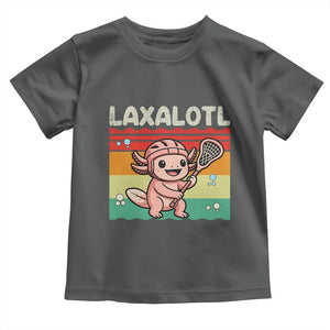 Funny Axolotl Lacrosse LAX Laxalotl Toddler T Shirt Lacrosse Player Retro Vintage TS11 Dark Heather Print Your Wear