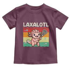 Funny Axolotl Lacrosse LAX Laxalotl Toddler T Shirt Lacrosse Player Retro Vintage TS11 Maroon Print Your Wear