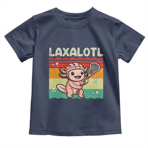 Funny Axolotl Lacrosse LAX Laxalotl Toddler T Shirt Lacrosse Player Retro Vintage TS11 Navy Print Your Wear