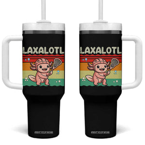 Funny Axolotl Lacrosse LAX Laxalotl Tumbler With Handle Lacrosse Player Retro Vintage TS11 One Size: 40 oz Black Print Your Wear