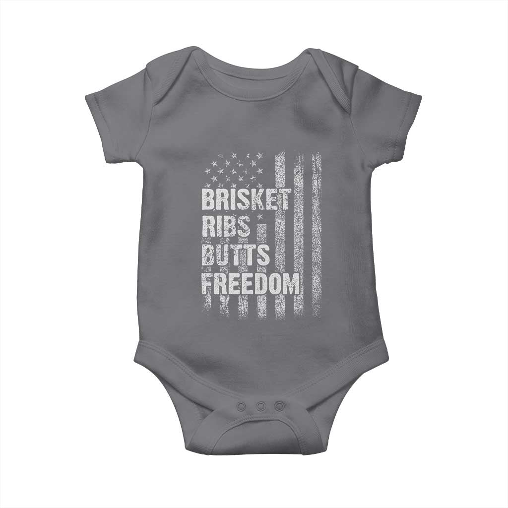Funny BBQ Brisket Ribs Butts Freedom Baby Onesie 4th Of July Meat Smoking American Flag TS11 Charcoal Print Your Wear