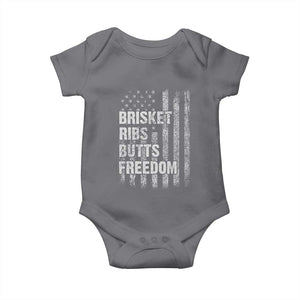 Funny BBQ Brisket Ribs Butts Freedom Baby Onesie 4th Of July Meat Smoking American Flag TS11 Charcoal Print Your Wear