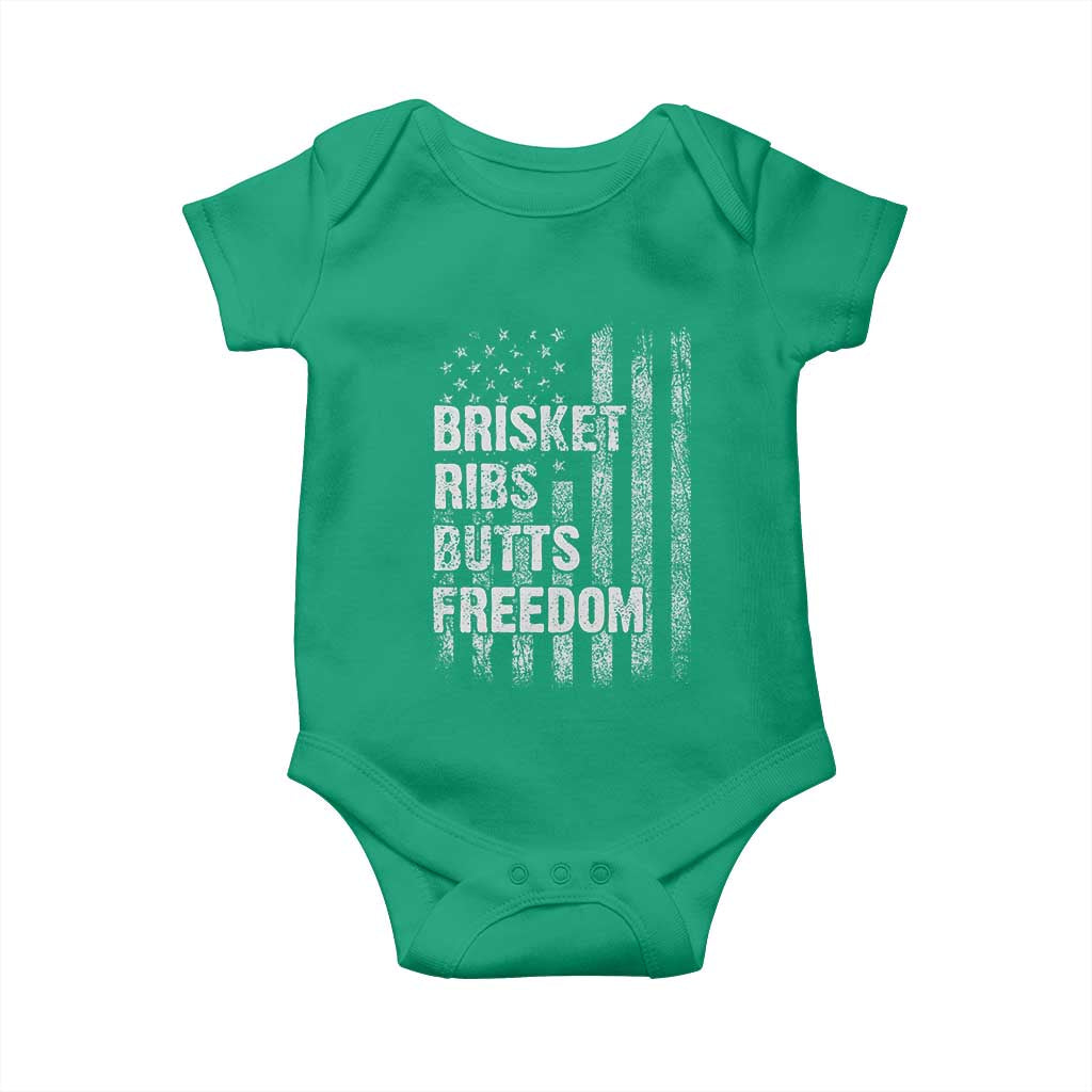 Funny BBQ Brisket Ribs Butts Freedom Baby Onesie 4th Of July Meat Smoking American Flag TS11 Irish Green Print Your Wear