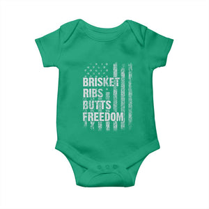 Funny BBQ Brisket Ribs Butts Freedom Baby Onesie 4th Of July Meat Smoking American Flag TS11 Irish Green Print Your Wear