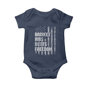 Funny BBQ Brisket Ribs Butts Freedom Baby Onesie 4th Of July Meat Smoking American Flag TS11 Navy Print Your Wear