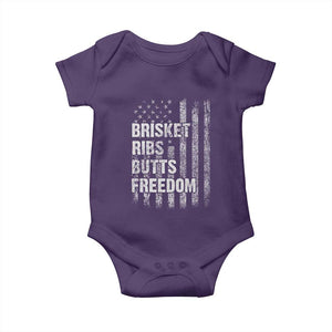 Funny BBQ Brisket Ribs Butts Freedom Baby Onesie 4th Of July Meat Smoking American Flag TS11 Purple Print Your Wear