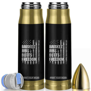 Funny BBQ Brisket Ribs Butts Freedom Bullet Tumbler 4th Of July Meat Smoking American Flag TS11 Black Print Your Wear