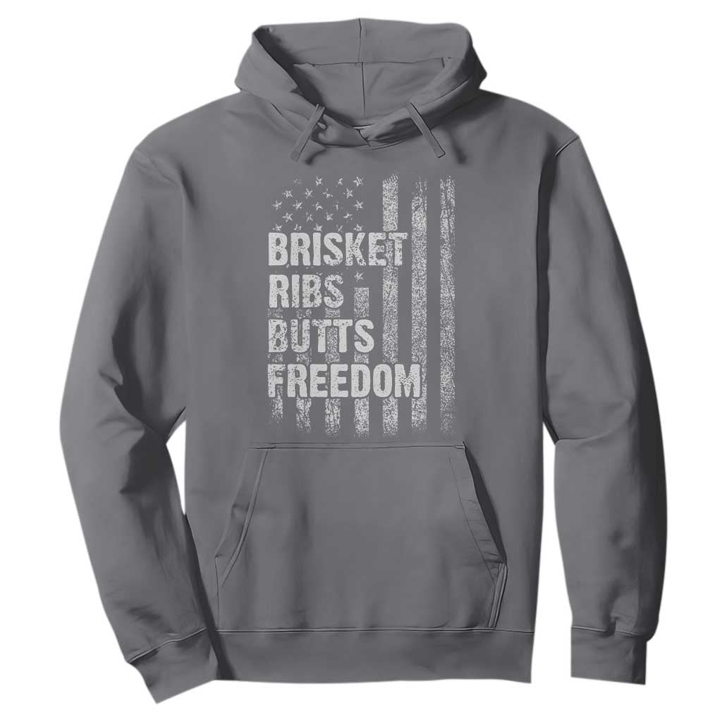 Funny BBQ Brisket Ribs Butts Freedom Hoodie 4th Of July Meat Smoking American Flag TS11 Charcoal Print Your Wear