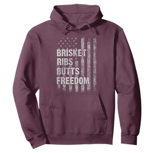 Funny BBQ Brisket Ribs Butts Freedom Hoodie 4th Of July Meat Smoking American Flag TS11 Maroon Print Your Wear
