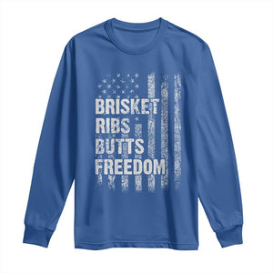 Funny BBQ Brisket Ribs Butts Freedom Long Sleeve Shirt 4th Of July Meat Smoking American Flag TS11 Royal Blue Print Your Wear