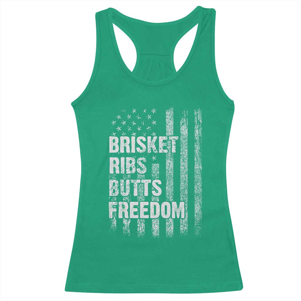 Funny BBQ Brisket Ribs Butts Freedom Racerback Tank Top 4th Of July Meat Smoking American Flag TS11 Irish Green Print Your Wear