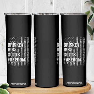 Funny BBQ Brisket Ribs Butts Freedom Skinny Tumbler 4th Of July Meat Smoking American Flag TS11 Print Your Wear
