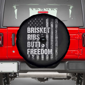 Funny BBQ Brisket Ribs Butts Freedom Spare Tire Cover 4th Of July Meat Smoking American Flag TS11 Black Print Your Wear