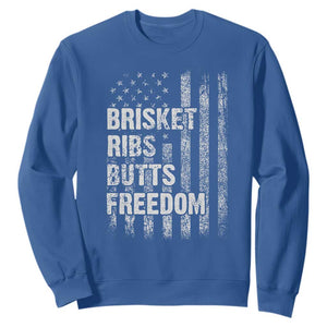 Funny BBQ Brisket Ribs Butts Freedom Sweatshirt 4th Of July Meat Smoking American Flag TS11 Royal Blue Print Your Wear