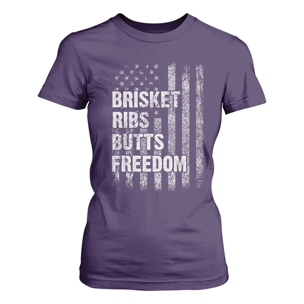 Funny BBQ Brisket Ribs Butts Freedom T Shirt For Women 4th Of July Meat Smoking American Flag TS11 Purple Print Your Wear