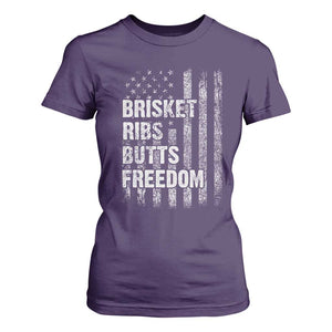 Funny BBQ Brisket Ribs Butts Freedom T Shirt For Women 4th Of July Meat Smoking American Flag TS11 Purple Print Your Wear