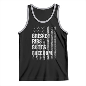 Funny BBQ Brisket Ribs Butts Freedom Tank Top 4th Of July Meat Smoking American Flag TS11 Black Athletic Heather Print Your Wear