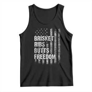 Funny BBQ Brisket Ribs Butts Freedom Tank Top 4th Of July Meat Smoking American Flag TS11 Black Print Your Wear