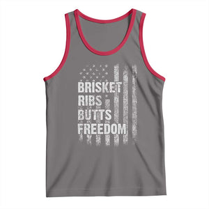 Funny BBQ Brisket Ribs Butts Freedom Tank Top 4th Of July Meat Smoking American Flag TS11 Deep Heather Red Print Your Wear