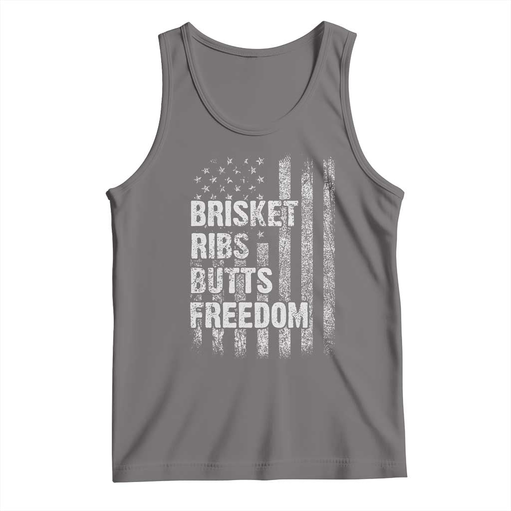 Funny BBQ Brisket Ribs Butts Freedom Tank Top 4th Of July Meat Smoking American Flag TS11 Deep Heather Print Your Wear