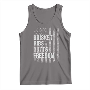 Funny BBQ Brisket Ribs Butts Freedom Tank Top 4th Of July Meat Smoking American Flag TS11 Deep Heather Print Your Wear
