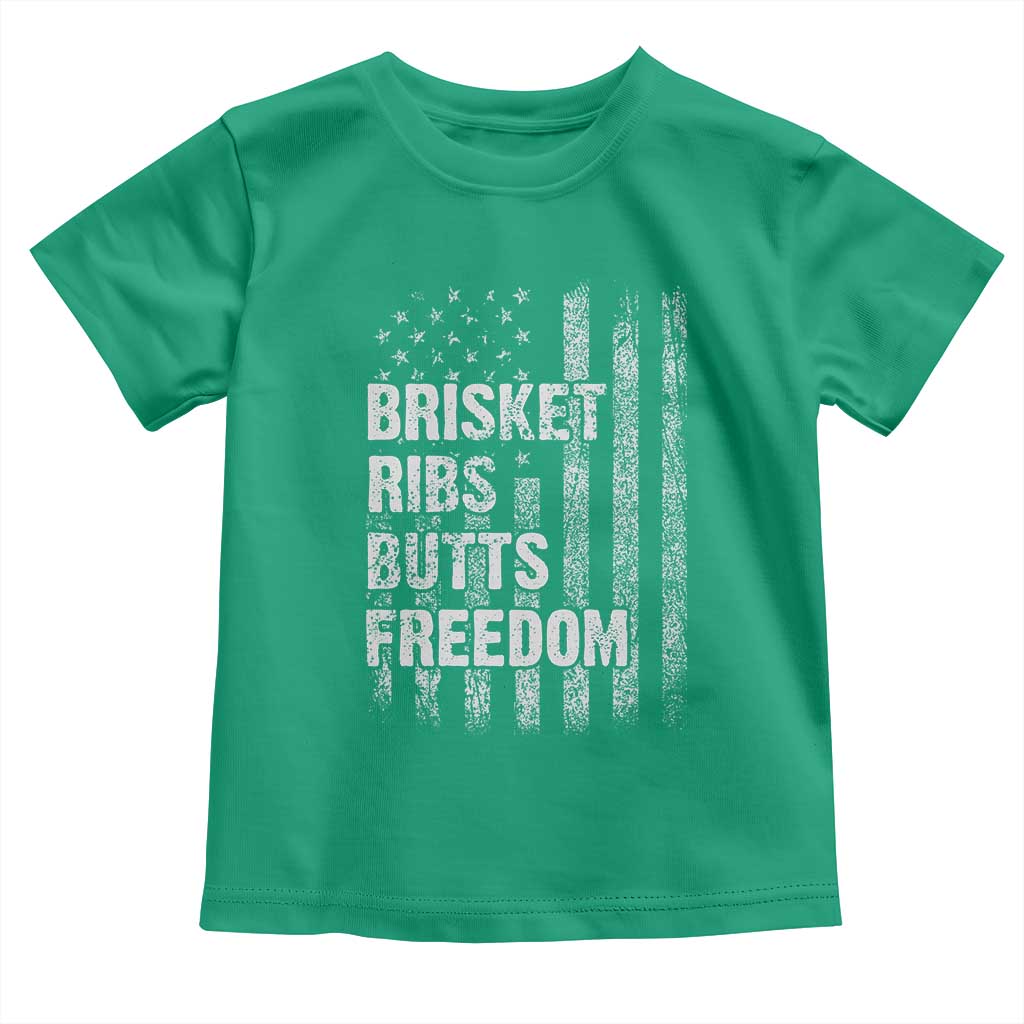 Funny BBQ Brisket Ribs Butts Freedom Toddler T Shirt 4th Of July Meat Smoking American Flag TS11 Irish Green Print Your Wear